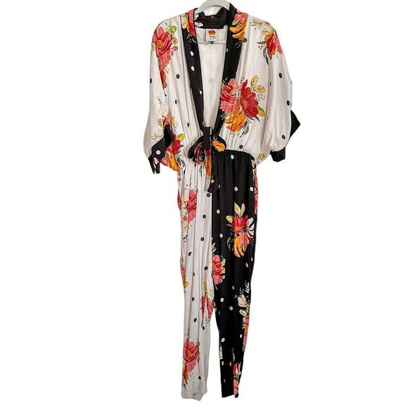 Farm Rio Mixed Nanaju Jumpsuit Black White - Picture 7 of 13